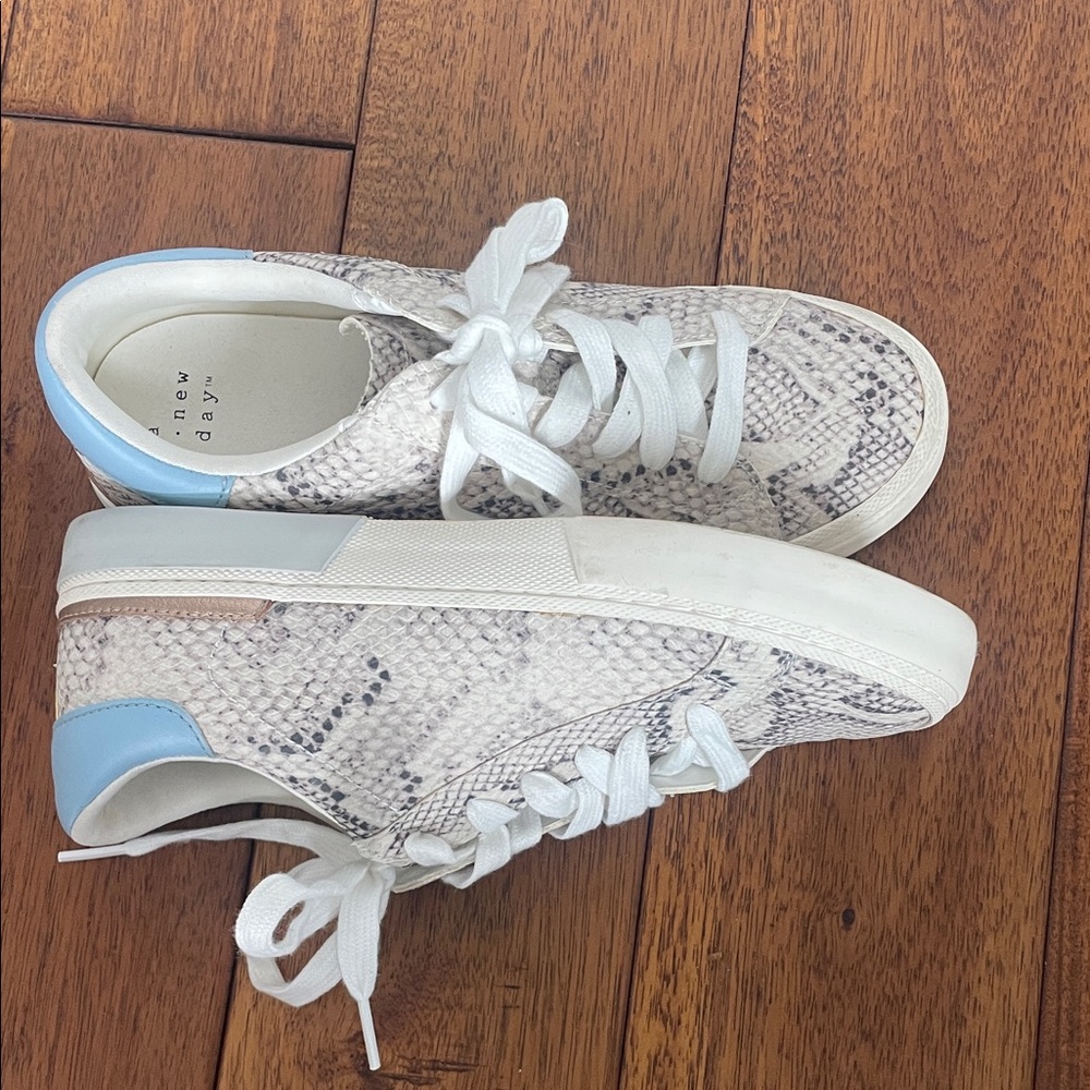 a new day White and Blue Athletic Shoes